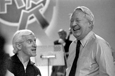 Jimmy Savile & Prime Minister Ted Heath - Beware the smiling psychopath wearing the bling of a celebrity or in the grey or blue suit of a seasoned (and thereby corrupted) politician