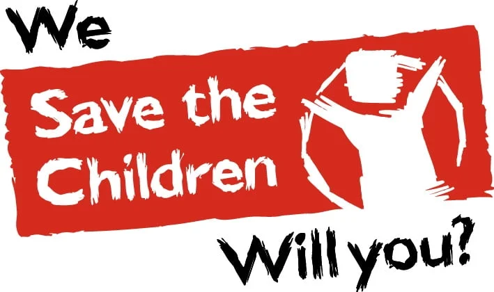 Save The children logo - the charity fails to include Satanic Ritual Abuse (SRA); torture and sacrifice; pedavorism; and organ harvesting within their list of types of child slavery.