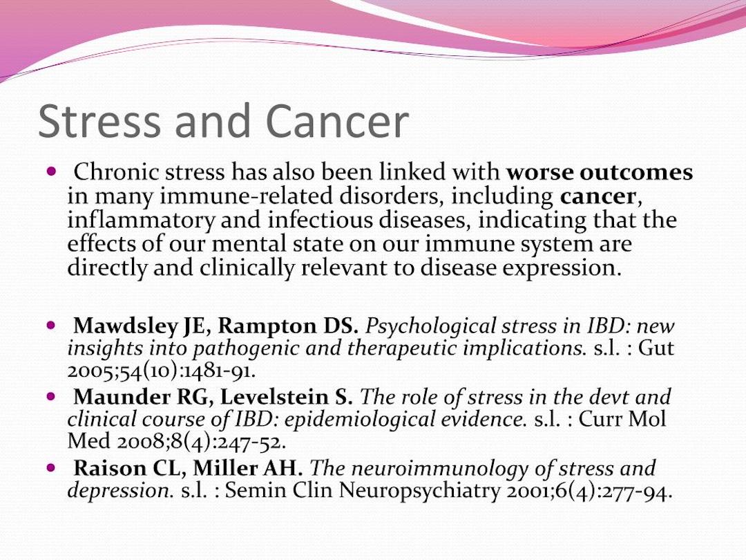 Stress links to cancer studies.