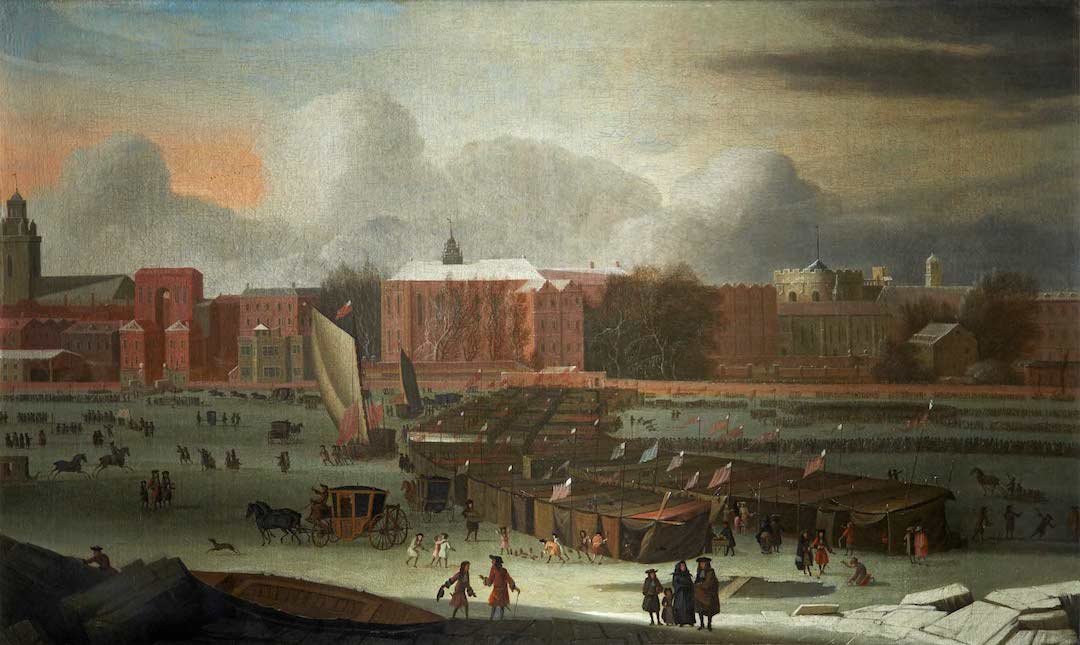 A Frost Fair on the Thames at Temple Stairs (1684).