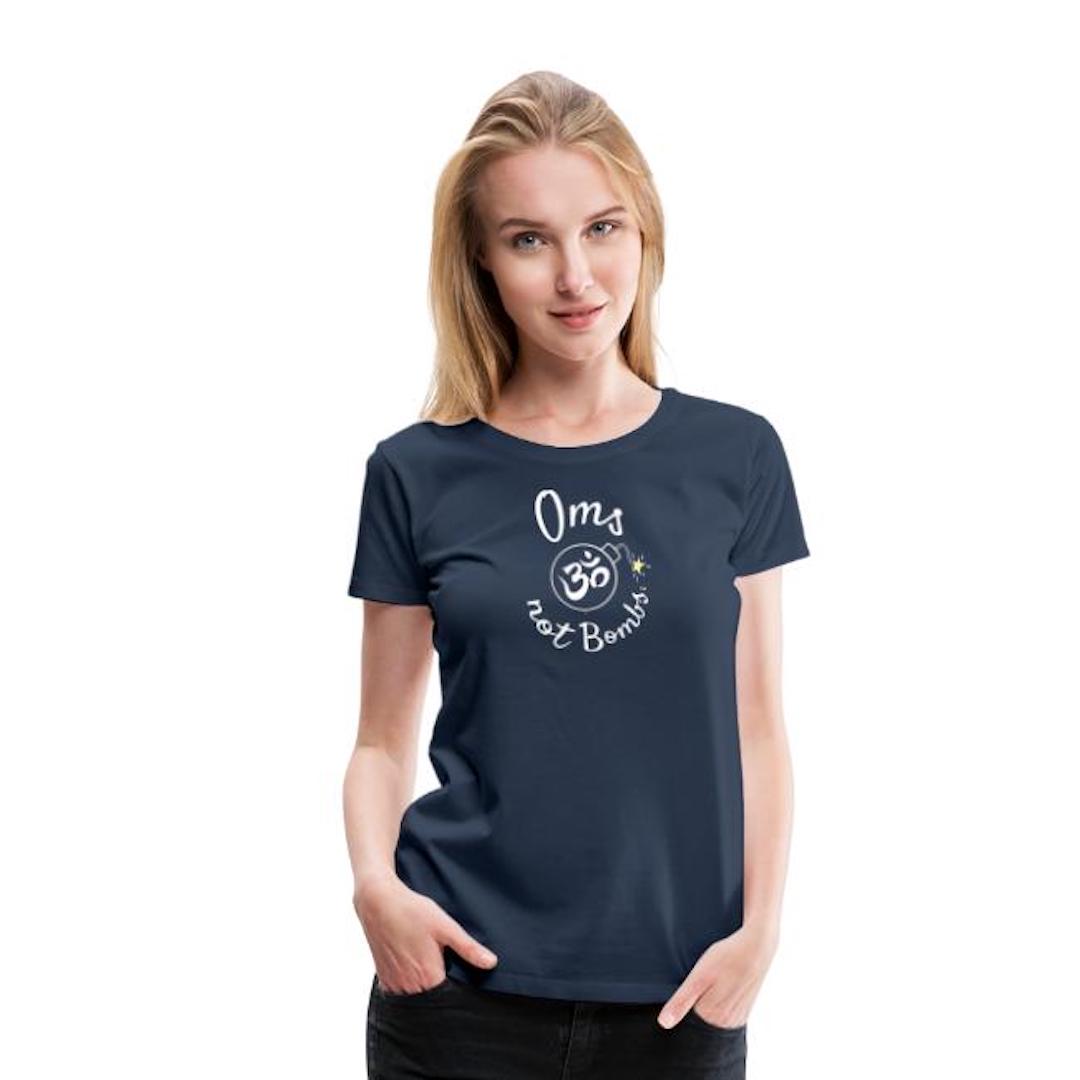 Oms Not Bombs™ Bomb Logo (White) Women's Premium T-Shirt (UK).