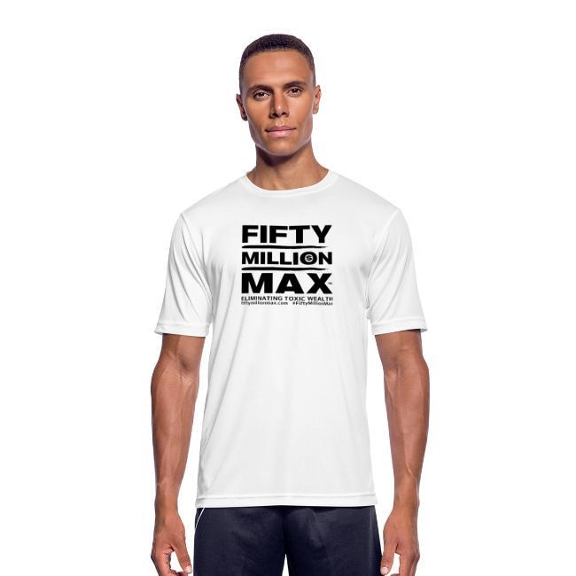 Fifty Million Max™ Square Black Logo & URL Men's Breathable T-Shirt - UK Store