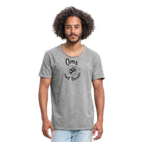 Oms Not Bombs™ Logo (Black) Men's Vintage T-Shirt.