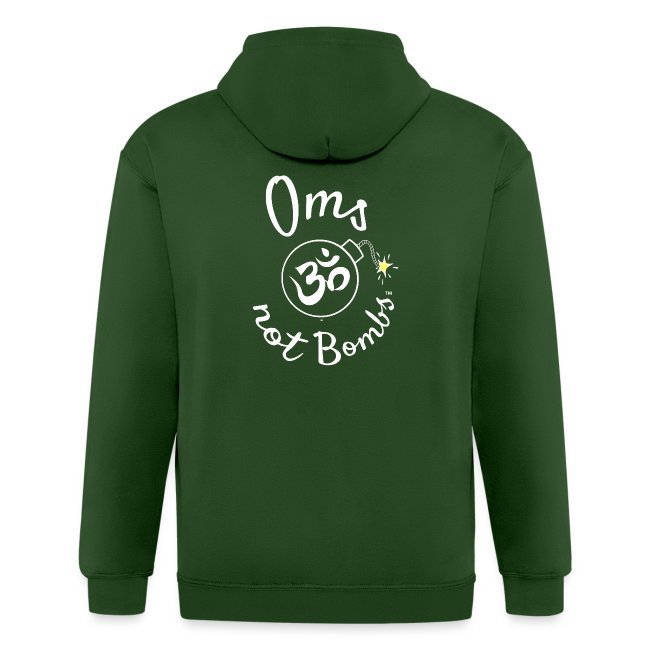 Oms Not Bombs™ Bomb Logo (White) Unisex Heavyweight Hooded Jacket - UK Store
