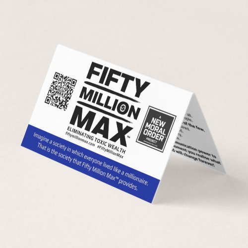 Fifty Million Max™ Folded Information Card FRONT