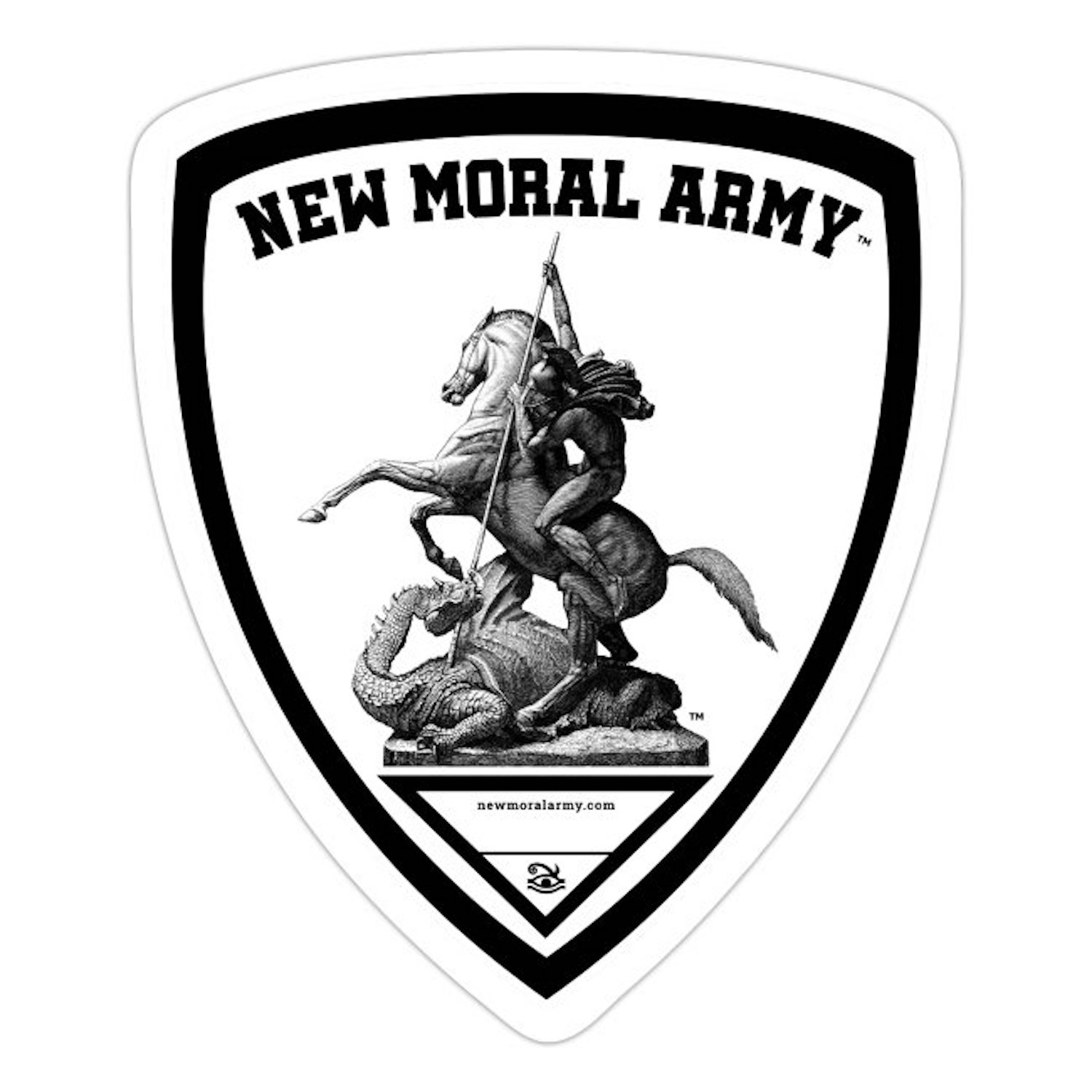 NEW MORAL ARMY™ Saint George Shield Logo Sticker at Spreadshirt