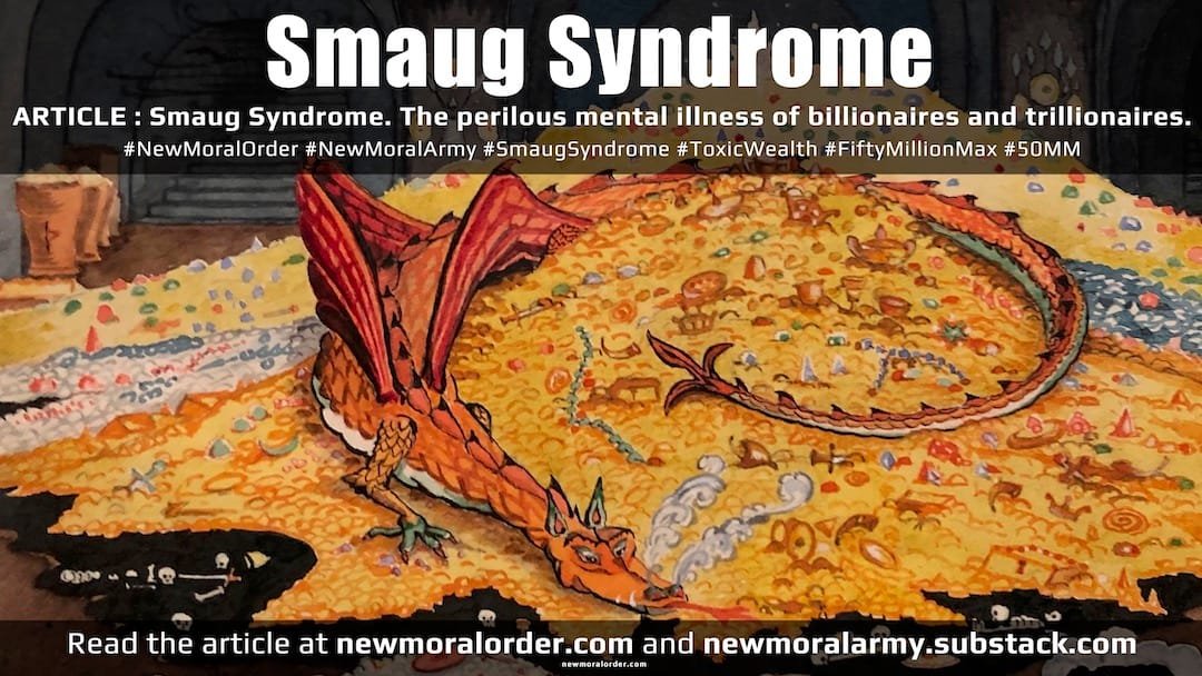 Featured Image 24.10.21 TW - Smaug Syndrome. The Perilous Mental Illness of Billionaires and Trillionaires ('Conversation with Smaug' Original illustration by the author, from 'The Hobbit' by JRR Tolkien (1937)